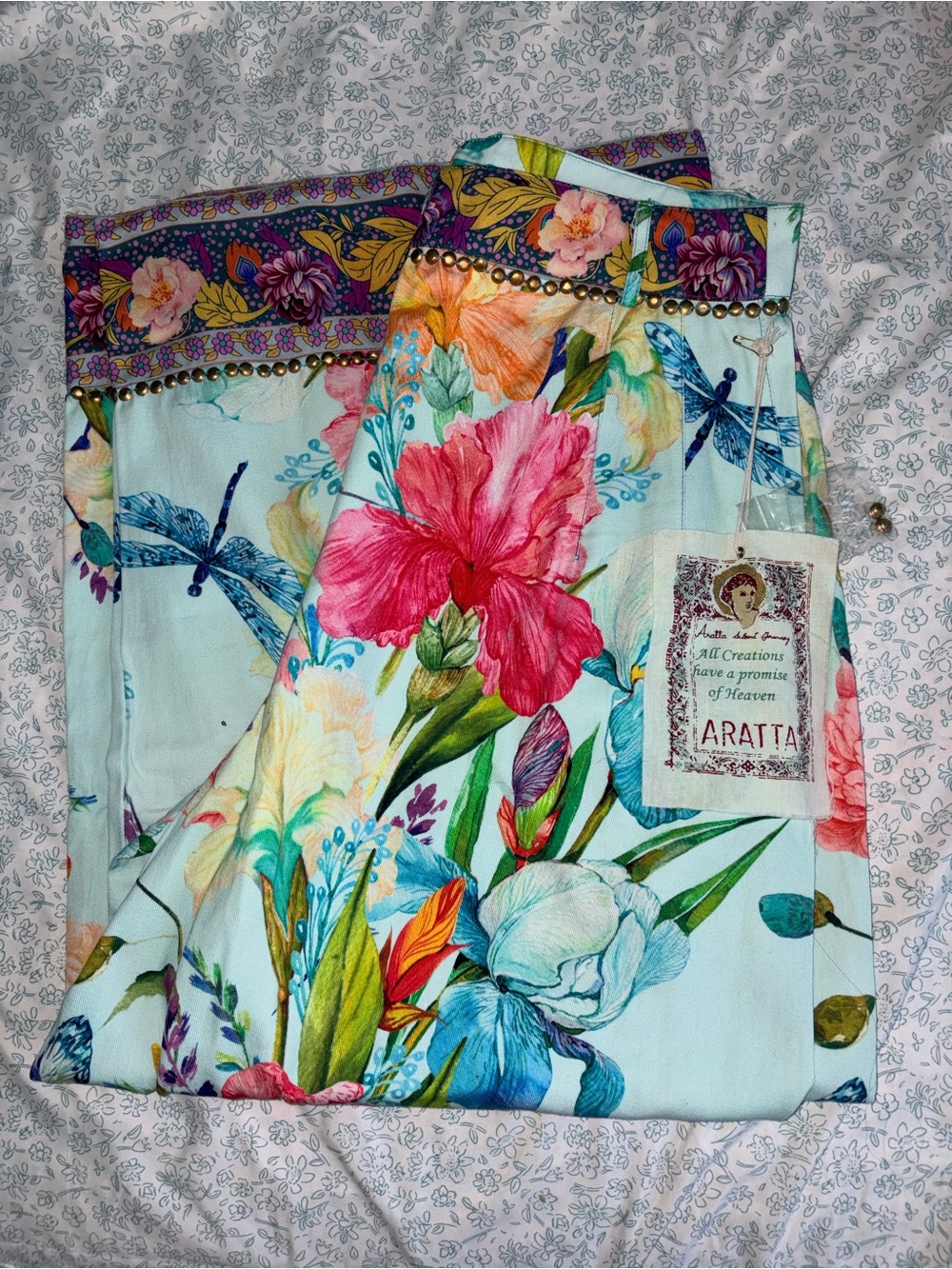 Aratta Floral Print  in Light Blue with Pink & Yellow Accents